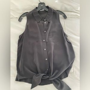 Equipment, silk blouse with tie front.